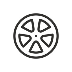 Alloy wheels isolated icon, car alloy wheel outline vector icon