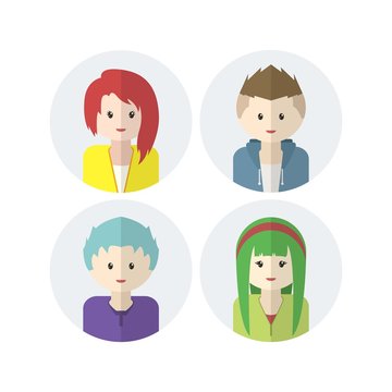 Character avatars set, collection of flat design avatars