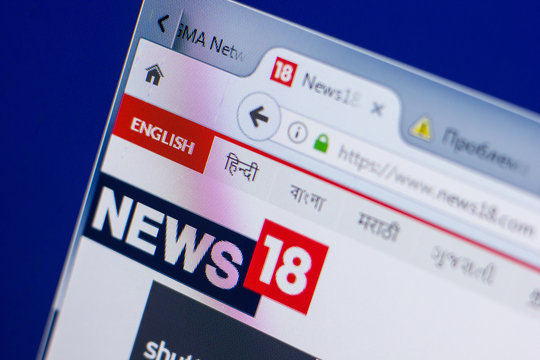 Ryazan, Russia - May 13, 2018: News18 website on the display of PC, url - News18.com.