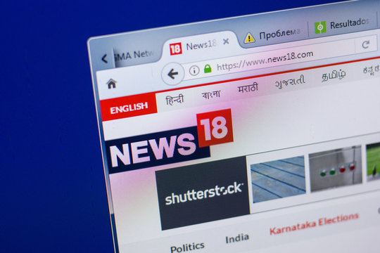 Ryazan, Russia - May 13, 2018: News18 website on the display of PC, url - News18.com.