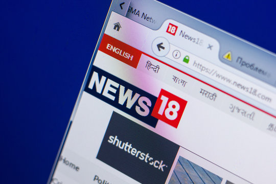 Ryazan, Russia - May 13, 2018: News18 website on the display of PC, url - News18.com.