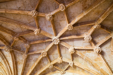 Ceiling of the Church of Santa Maria of The Jerónimos Monastery or Hieronymites Monastery in Belém, in Lisbon, Portugal