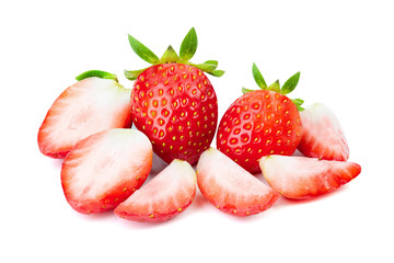 strawberry sliced piece Fresh .healthy fruit red strawberry on white background isolated.