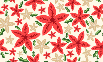 Antique flower Christmas pattern background, with flower and leaf unique design.