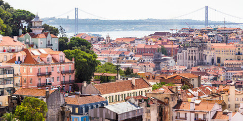 Fototapeta na wymiar Lisbon skyline seen from the Miradouro da Senhora do Monte