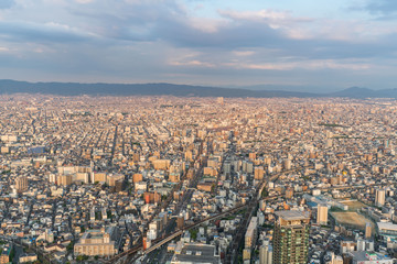 Fototapeta na wymiar Cityscapes of the skyline in Osaka, Japan