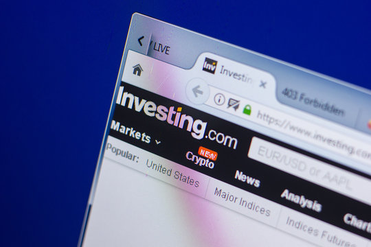 Ryazan, Russia - May 13, 2018: Investing website on the display of PC, url - Investing.com.
