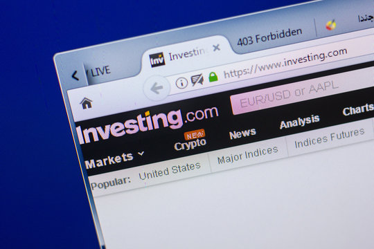 Ryazan, Russia - May 13, 2018: Investing website on the display of PC, url - Investing.com.