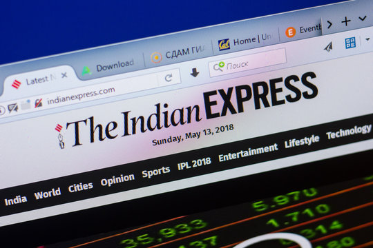 Ryazan, Russia - May 13, 2018: IndianExpress website on the display of PC, url - IndianExpress.com.