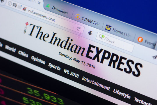 Ryazan, Russia - May 13, 2018: IndianExpress website on the display of PC, url - IndianExpress.com.