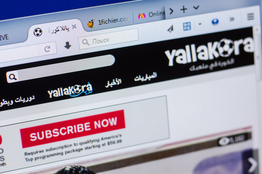 Ryazan, Russia - May 13, 2018: Yallakora website on the display of PC, url - Yallakora.com.