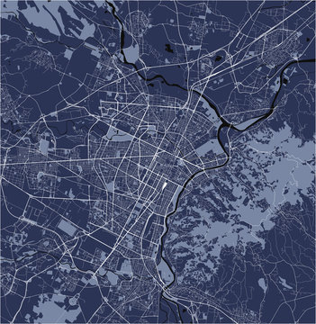 map of the city of Torino, Turin, Italy