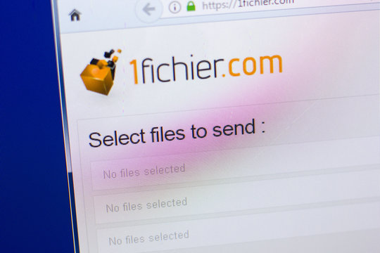 Ryazan, Russia - May 13, 2018: 1fichier website on the display of PC, url - 1fichier.com.