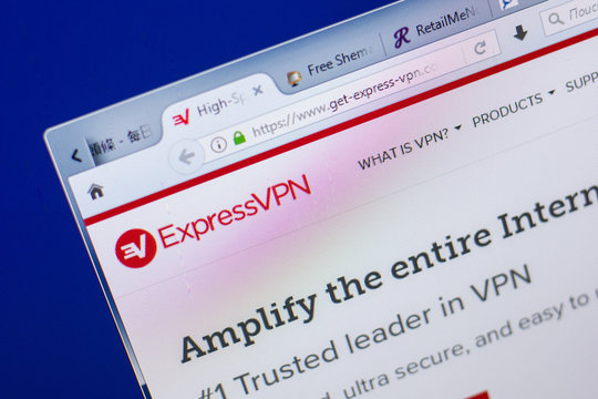 Ryazan, Russia - May 13, 2018: Express VPN website on the display of PC, url - Get-express-vpn.com.