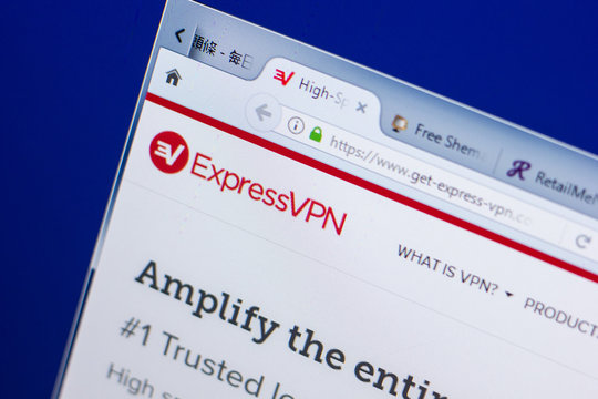 Ryazan, Russia - May 13, 2018: Express VPN website on the display of PC, url - Get-express-vpn.com.