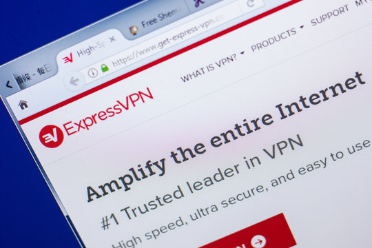 Ryazan, Russia - May 13, 2018: Express VPN website on the display of PC, url - Get-express-vpn.com.