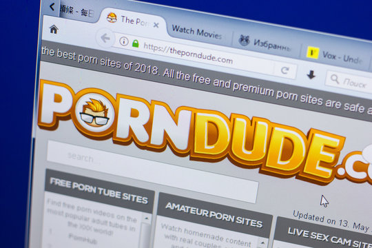 Ryazan, Russia - May 13, 2018: Theporndude website on the display of PC, url - Theporndude.com.