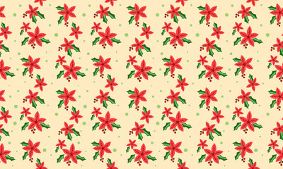 Unique flower pattern background for Christmas, with leaf and floral cute drawing.