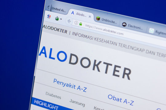 Ryazan, Russia - May 13, 2018: Alodokter website on the display of PC, url - Alodokter.com.