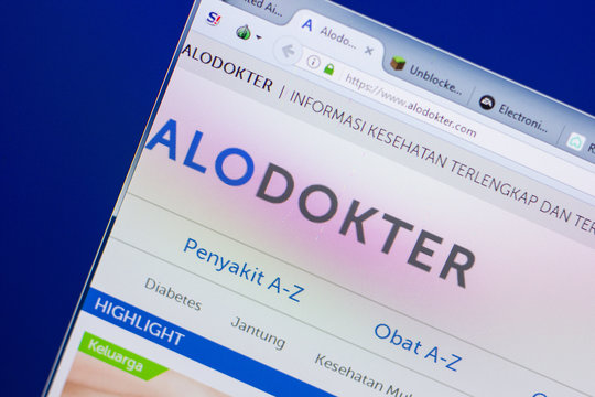 Ryazan, Russia - May 13, 2018: Alodokter website on the display of PC, url - Alodokter.com.