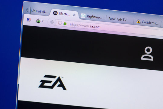 Ryazan, Russia - May 13, 2018: EA website on the display of PC, url - EA.com.