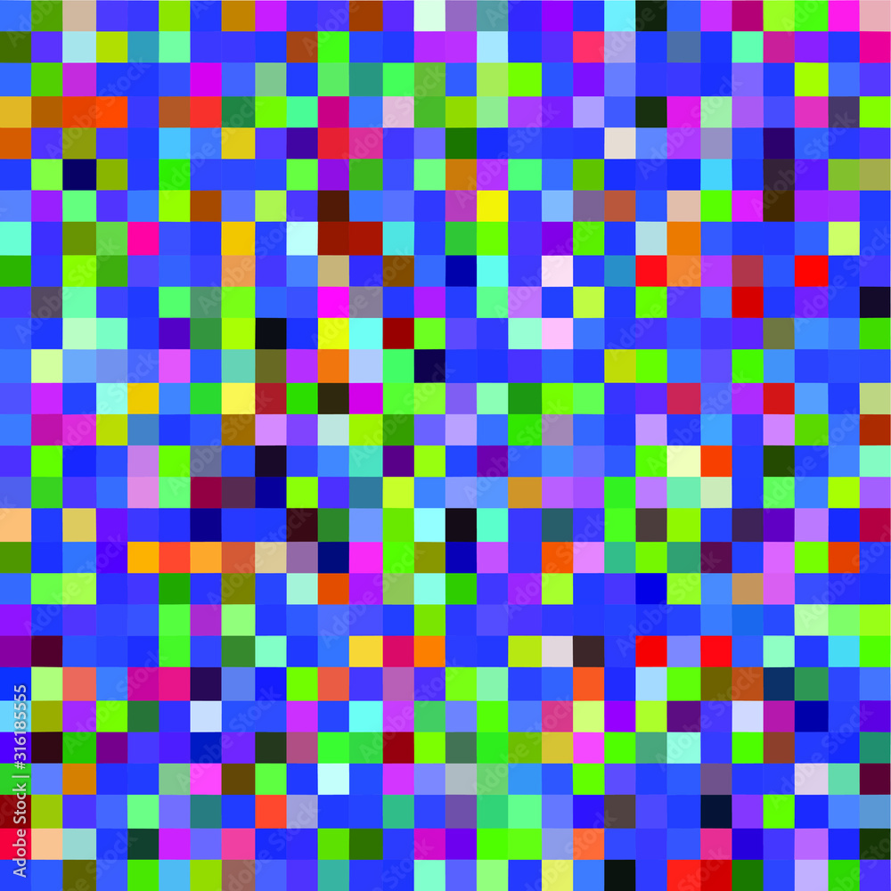 Aufkleber Abstract geometric background with glitch art VHS effect of pixel sorting. Mosaic of random colorful pixels like in 8bit video game.