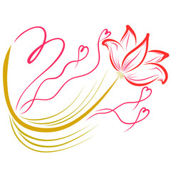 flower with graceful hearts, romantic delicate pattern