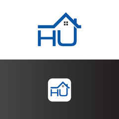 HU Letter Real estate logo Design Template Vector