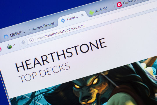 Ryazan, Russia - May 13, 2018: HearthstoneTopDecks website on the display of PC, url - HearthstoneTopDecks.com.