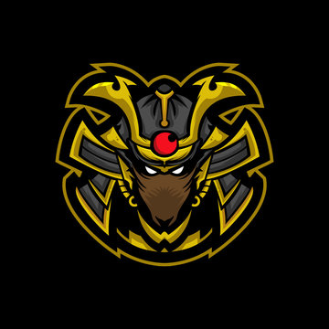 mouse samurai mascot logo design