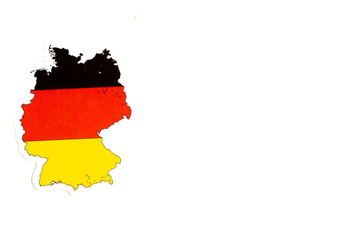 National flag of Germany. Country outline on white background with copy space. Politics illustration