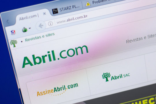 Ryazan, Russia - May 13, 2018: Abril website on the display of PC, url - Abril.com.br.