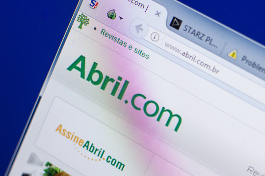 Ryazan, Russia - May 13, 2018: Abril website on the display of PC, url - Abril.com.br.