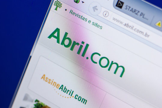 Ryazan, Russia - May 13, 2018: Abril website on the display of PC, url - Abril.com.br.