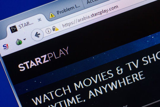 Ryazan, Russia - May 13, 2018: StarzPlay website on the display of PC, url - StarzPlay.com.