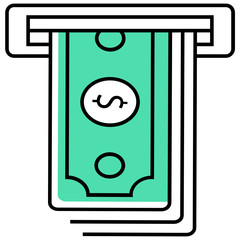 ATM Cash Withdraw Concept Vector Icon design