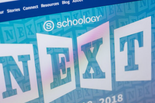 Ryazan, Russia - May 13, 2018: Schoology website on the display of PC, url - Schoology.com.