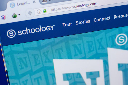 Ryazan, Russia - May 13, 2018: Schoology website on the display of PC, url - Schoology.com.