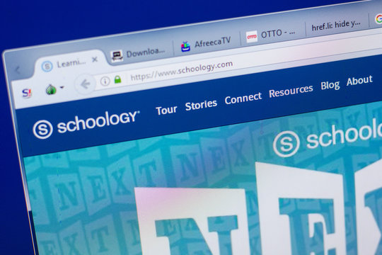 Ryazan, Russia - May 13, 2018: Schoology website on the display of PC, url - Schoology.com.