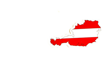 National flag of Austria. Country outline on white background with copy space. Politics illustration