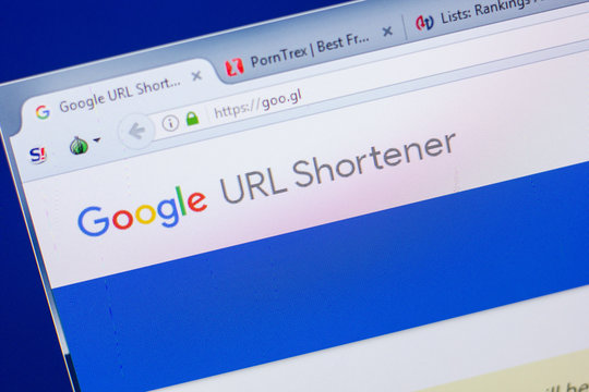 Ryazan, Russia - May 13, 2018: Google url shortener website on the display of PC, url - Goo.gl