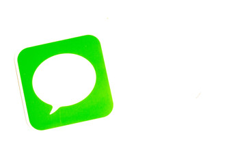 Message or SMS symbol icon on white background with copy space