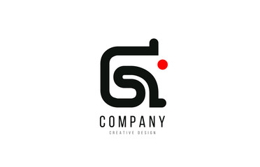 red and black dot G alphabet letter for company business logo or logotype icon design