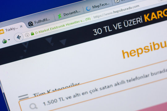 Ryazan, Russia - May 13, 2018: Hepsiburada website on the display of PC, url - Hepsiburada.com.