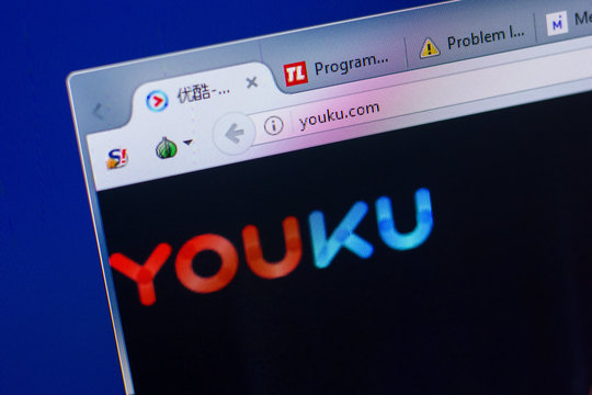 Ryazan, Russia - May 13, 2018: Youku website on the display of PC, url - Youku.com.