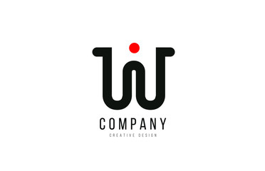 red and black dot W alphabet letter for company business logo or logotype icon design