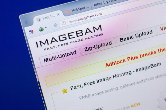 Ryazan, Russia - May 13, 2018: ImageBam website on the display of PC, url - ImageBam.com.