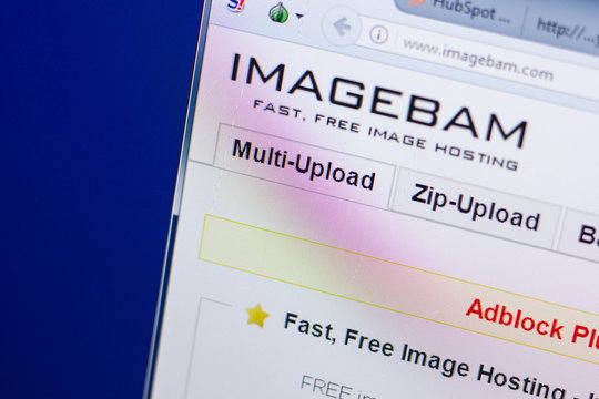 Ryazan, Russia - May 13, 2018: ImageBam website on the display of PC, url - ImageBam.com.