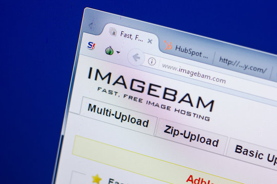 Ryazan, Russia - May 13, 2018: ImageBam website on the display of PC, url - ImageBam.com.