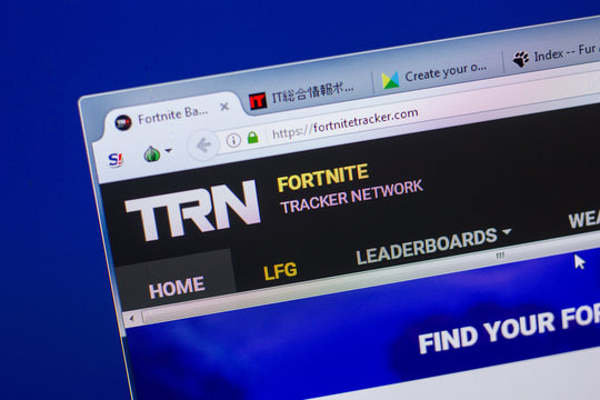 Ryazan, Russia - May 13, 2018: FortniteTracker website on the display of PC, url - FortniteTracker.com.